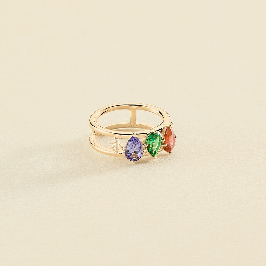 Anillo ancho ASTRE - Multicolor / Oro - Anillos  | Agatha
