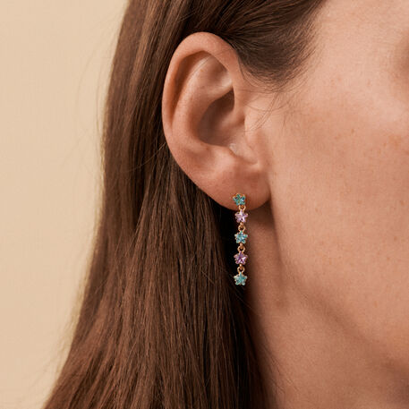 Pendientes largos SPACEAG - Multicolor / Oro - Pendientes  | Agatha