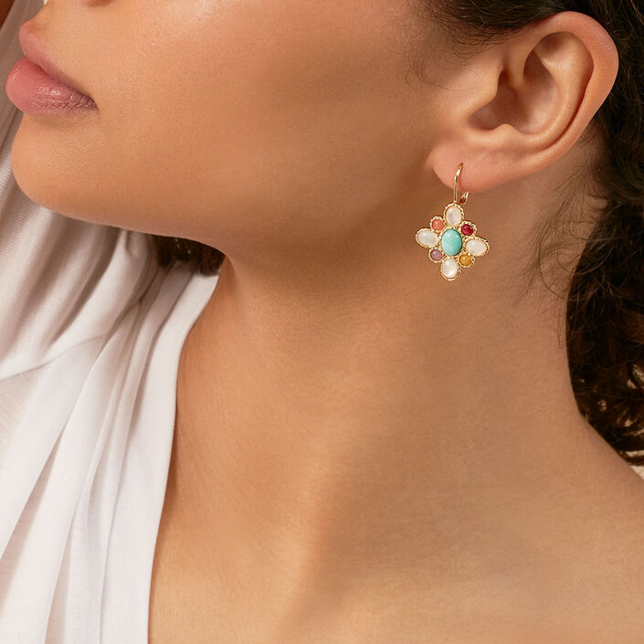 Pendientes largos ARLEQUIN - Multicolor / Oro - Pendientes  | Agatha