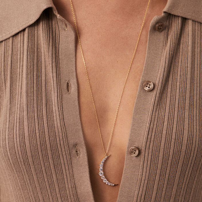 Collar largo ECLIPSE - Cristal / Oro - Collares  | Agatha