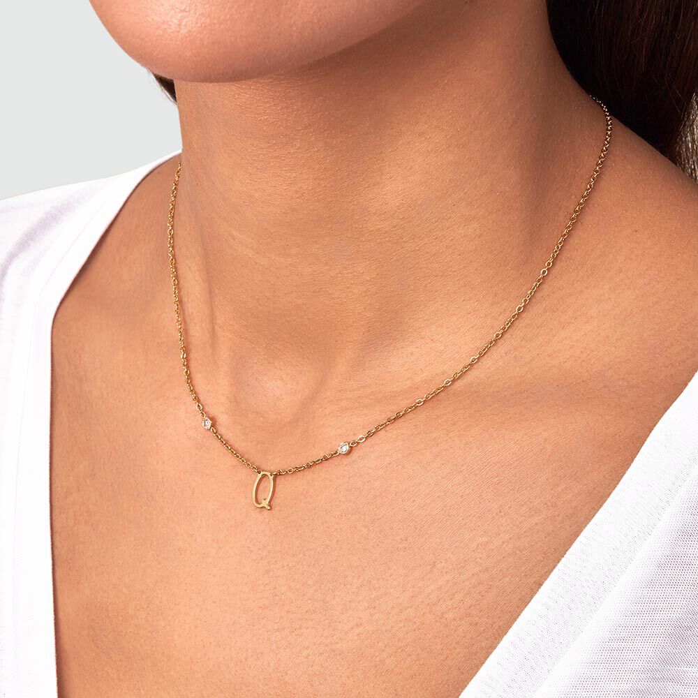 Collar corto LETTRE Q - Cristal / Dorado - Collar corto  | Agatha