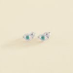 Pendientes cortos LUCKY EYE - Turquesa / Plata - Pendientes  | Agatha