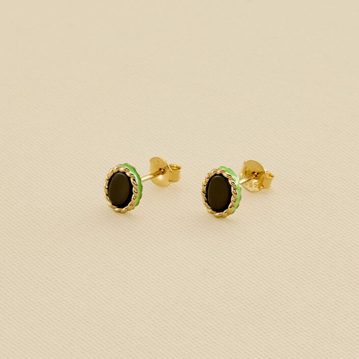 Pendientes cortos ATMA - Onyx/ verde - Pendientes  | Agatha