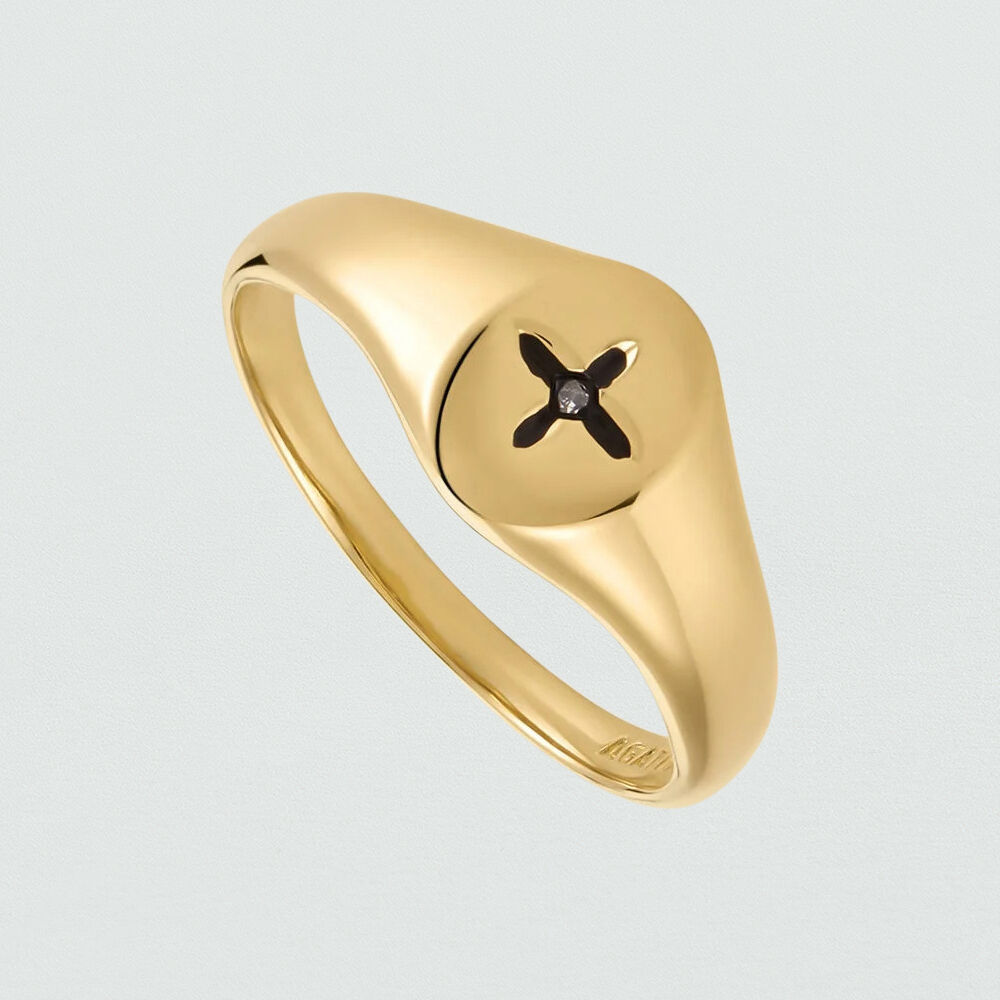 Anillo fino SIGNET - Cristal / Dorado - Anillos  | Agatha