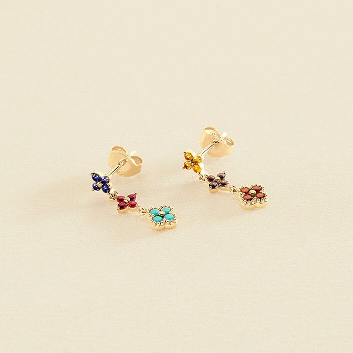 Pendientes largos BELOVED - Multicolor / Oro - Pendientes  | Agatha