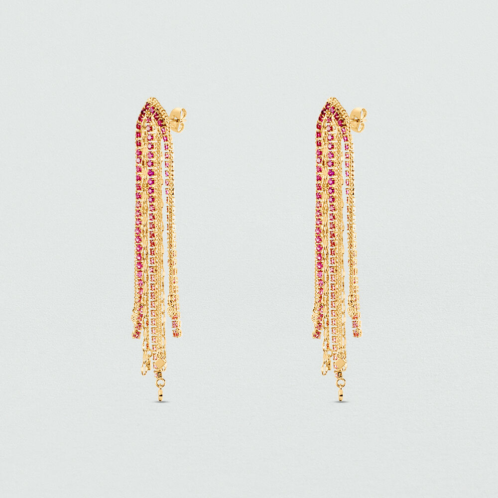 Pendientes largos ISIS - Rosa / Oro - Pendientes de boda  | Agatha
