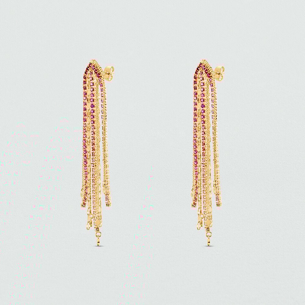 Pendientes largos ISIS - Rosa / Oro - Pendientes de boda  | Agatha