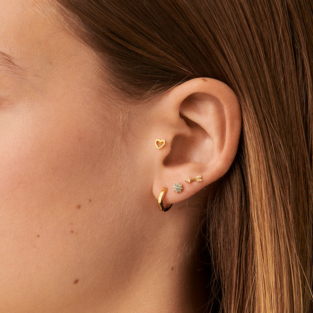 Pendiente corto individual FLOR MIX & MATCH - Turquesa / Oro - Piercings  | Agatha
