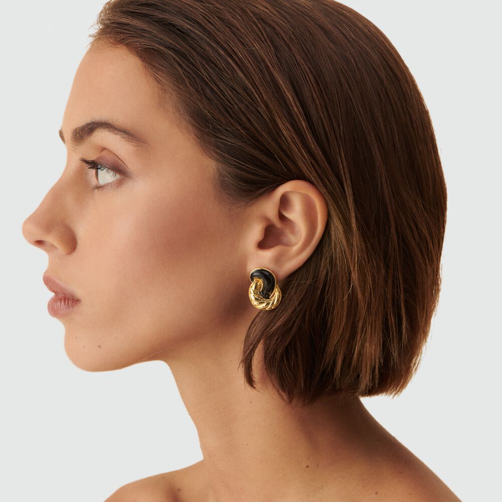 Pendientes largos N-13 - Negro / Oro - Pendientes de fantas&iacute;a  | Agatha