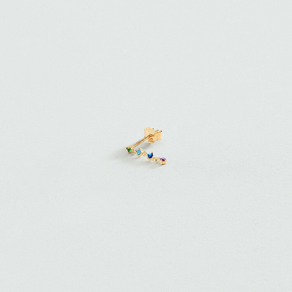 Pendiente corto individual MIX & MATCH - Azul / Oro - Pendientes  | Agatha