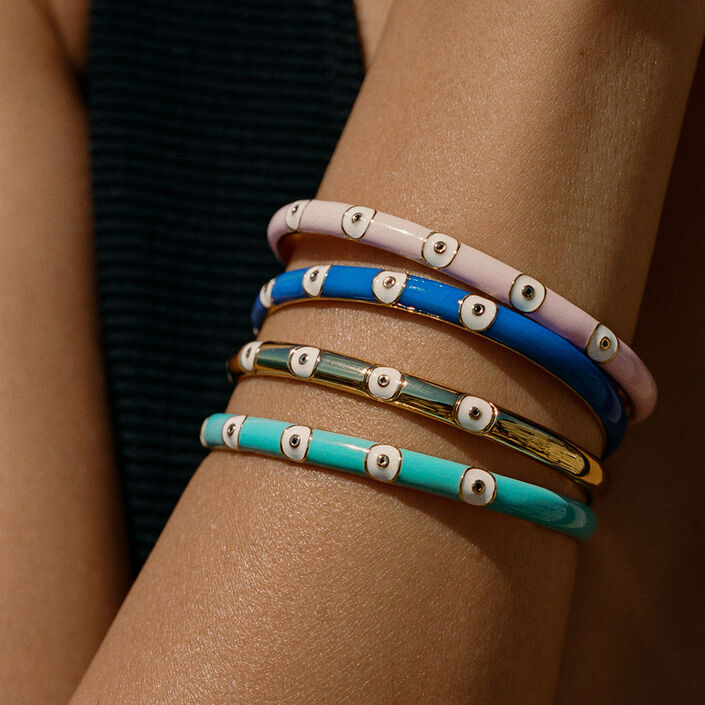 Pulsera rígida CYCLADES - Turquesa / Oro - Pulseras  | Agatha