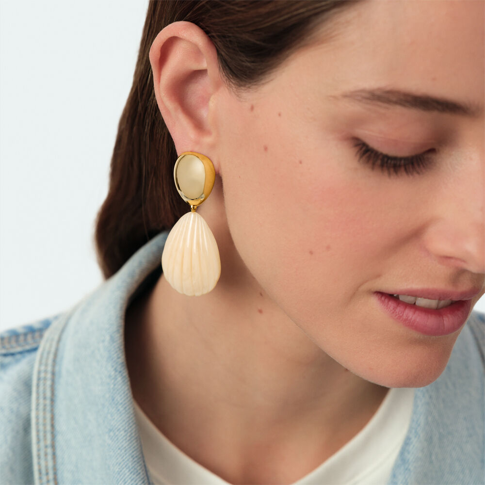 Pendientes largos MADELEINE - Marfil / Oro - Pendientes largos  | Agatha