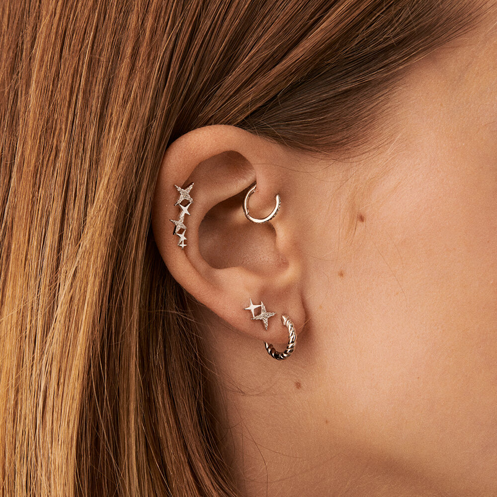 Pendiente corto individual ESTRELLAS MIX & MATCH - Cristal / Plateado - Piercings  | Agatha