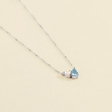 Collar corto JACKIE - Plata / Azul aguamarina - Collares  | Agatha