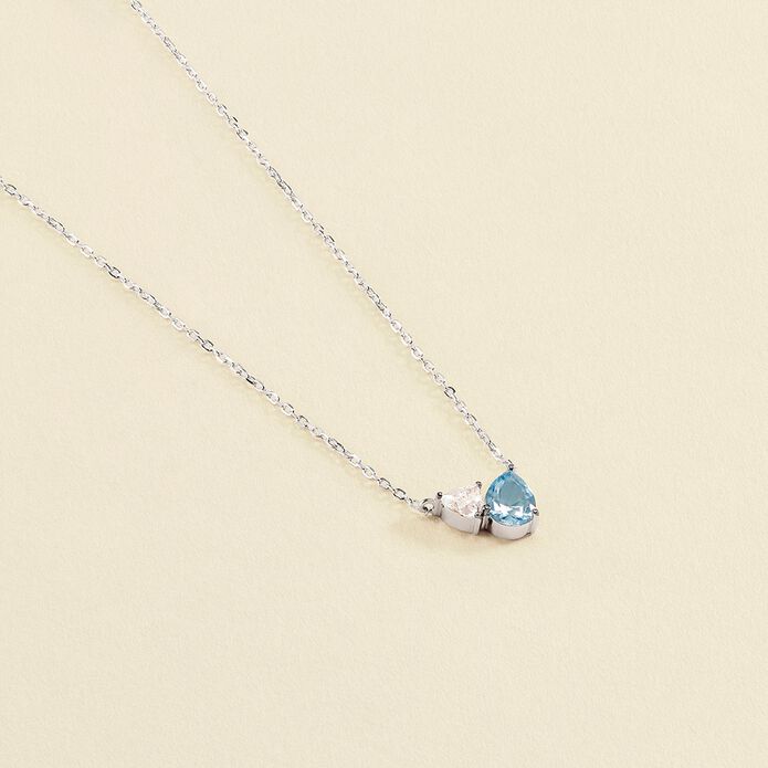 Collar corto JACKIE - Plata / Azul aguamarina - Collares  | Agatha