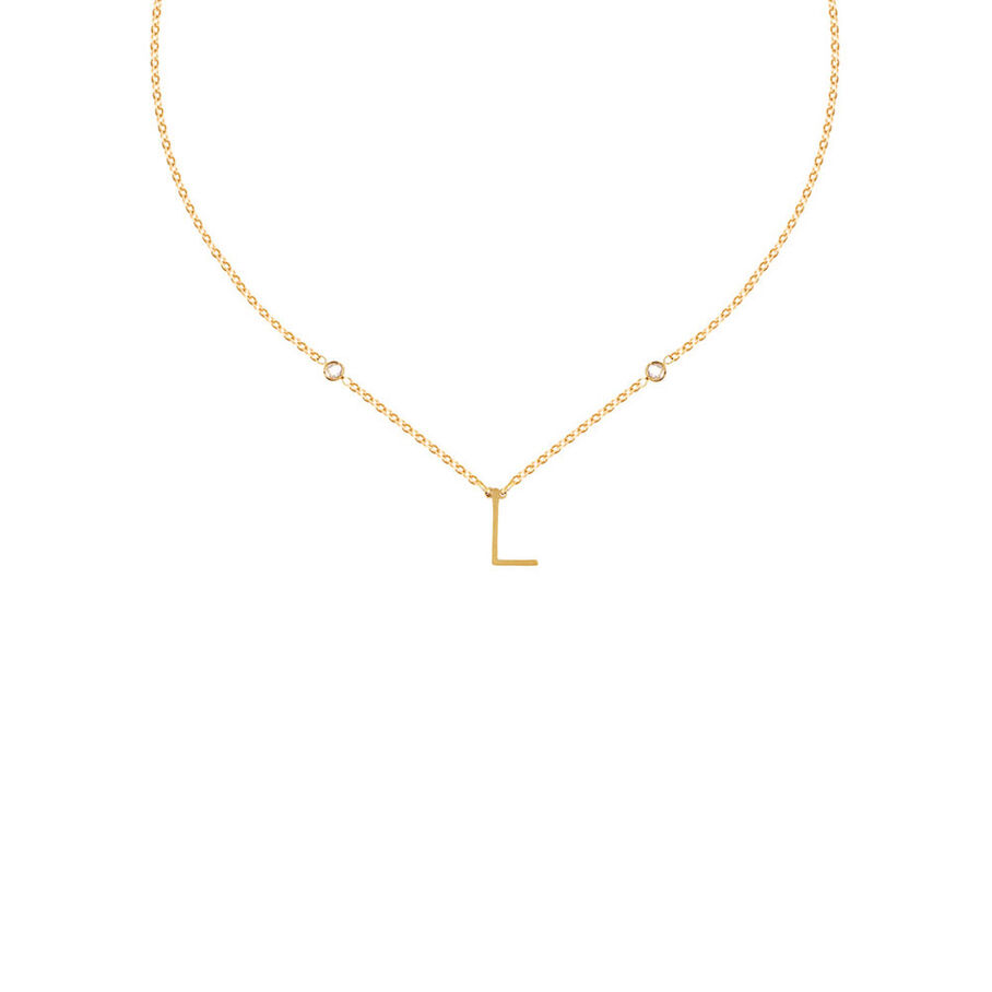 Collar corto LETTRE L - Cristal / Oro - Collares  | Agatha