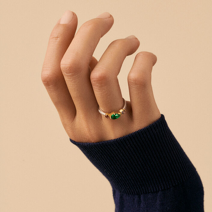 Anillo fino ASTRE - Multicolor / Oro - Anillos  | Agatha