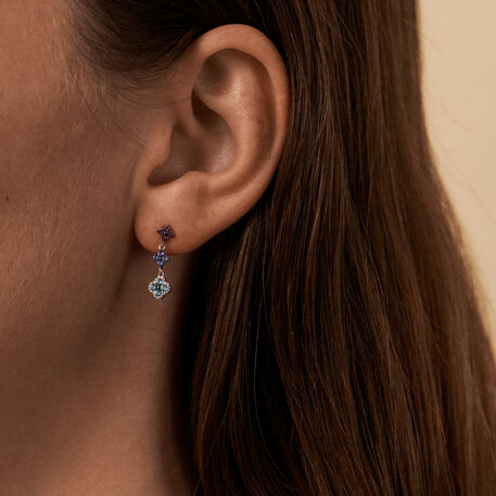 Pendientes largos BELOVED - Multicolor / Plata - Pendientes  | Agatha