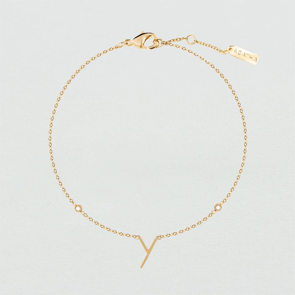 Pulsera de cadena LETTRE Y - Cristal / Dorado - Pulsera de cadena  | Agatha