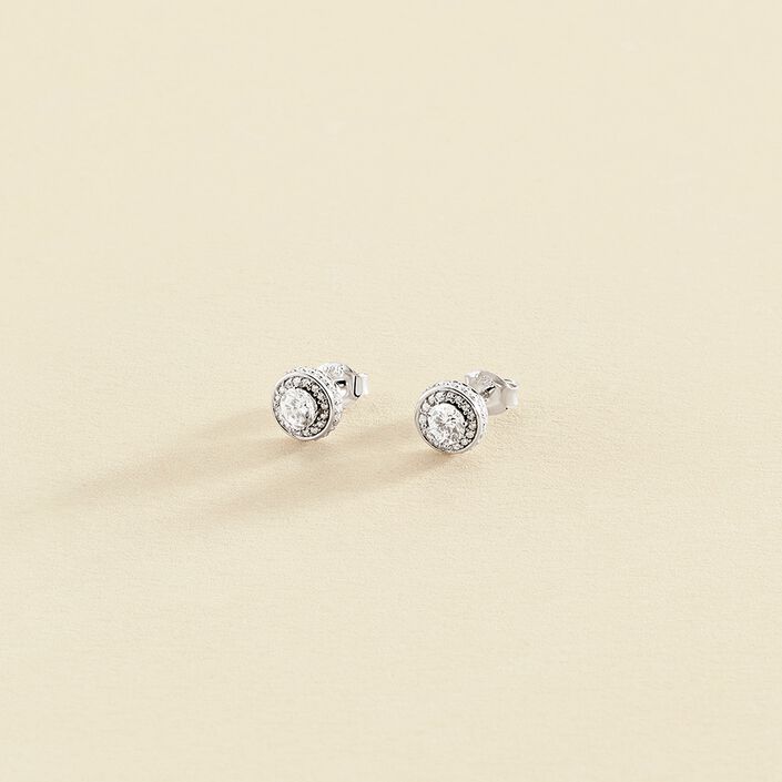 Pendientes cortos IMPERIAL - Cristal / Plateado - Pendientes  | Agatha