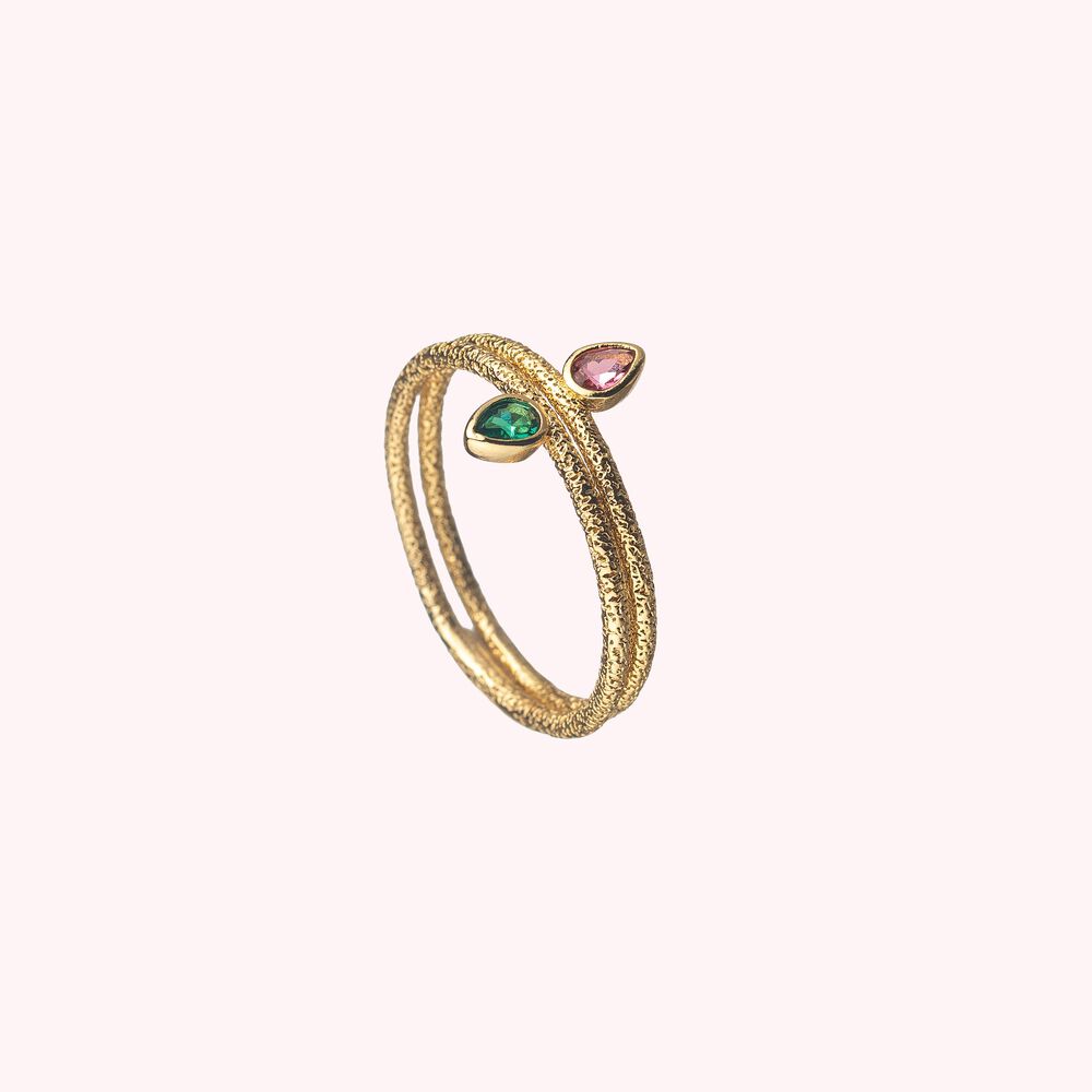Anillo fino NEITH - Verde / Rosa - Anillos de fantasía  | Agatha