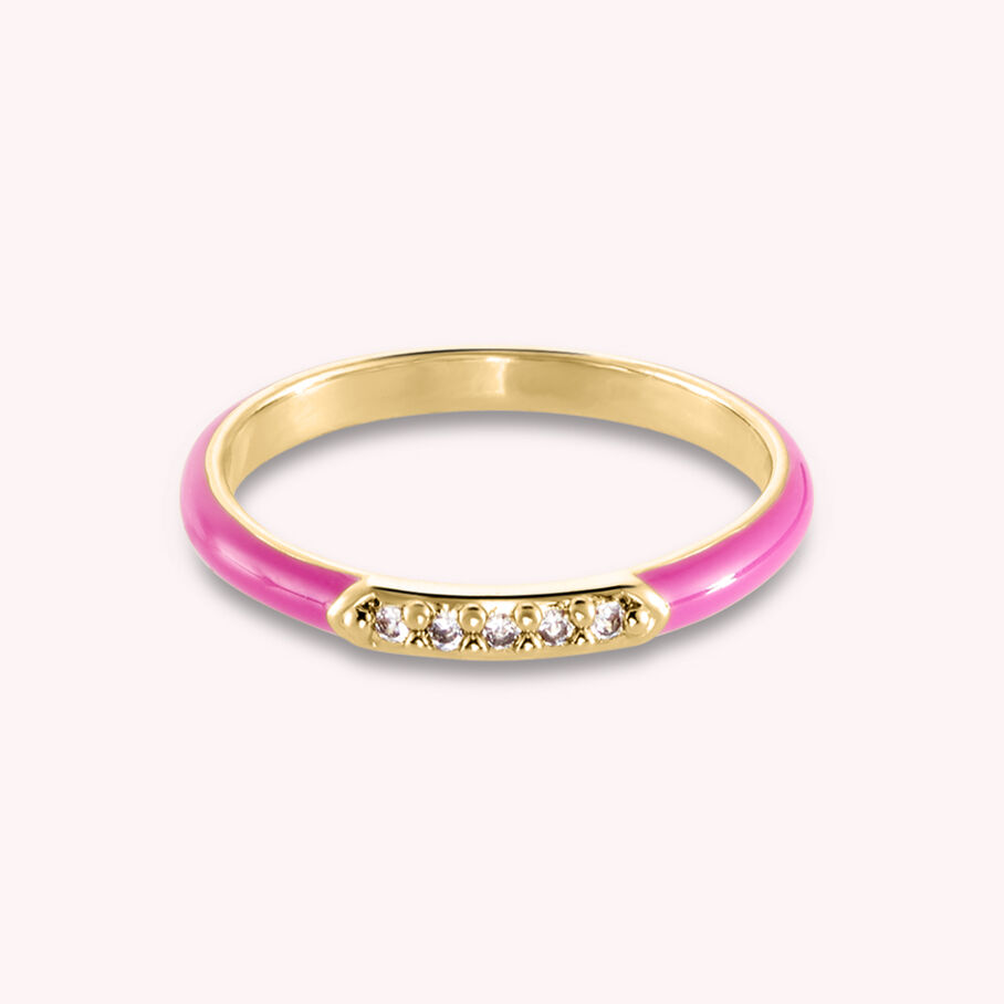 Anillo fino BONHEUR - Rosa / Oro - Anillos  | Agatha
