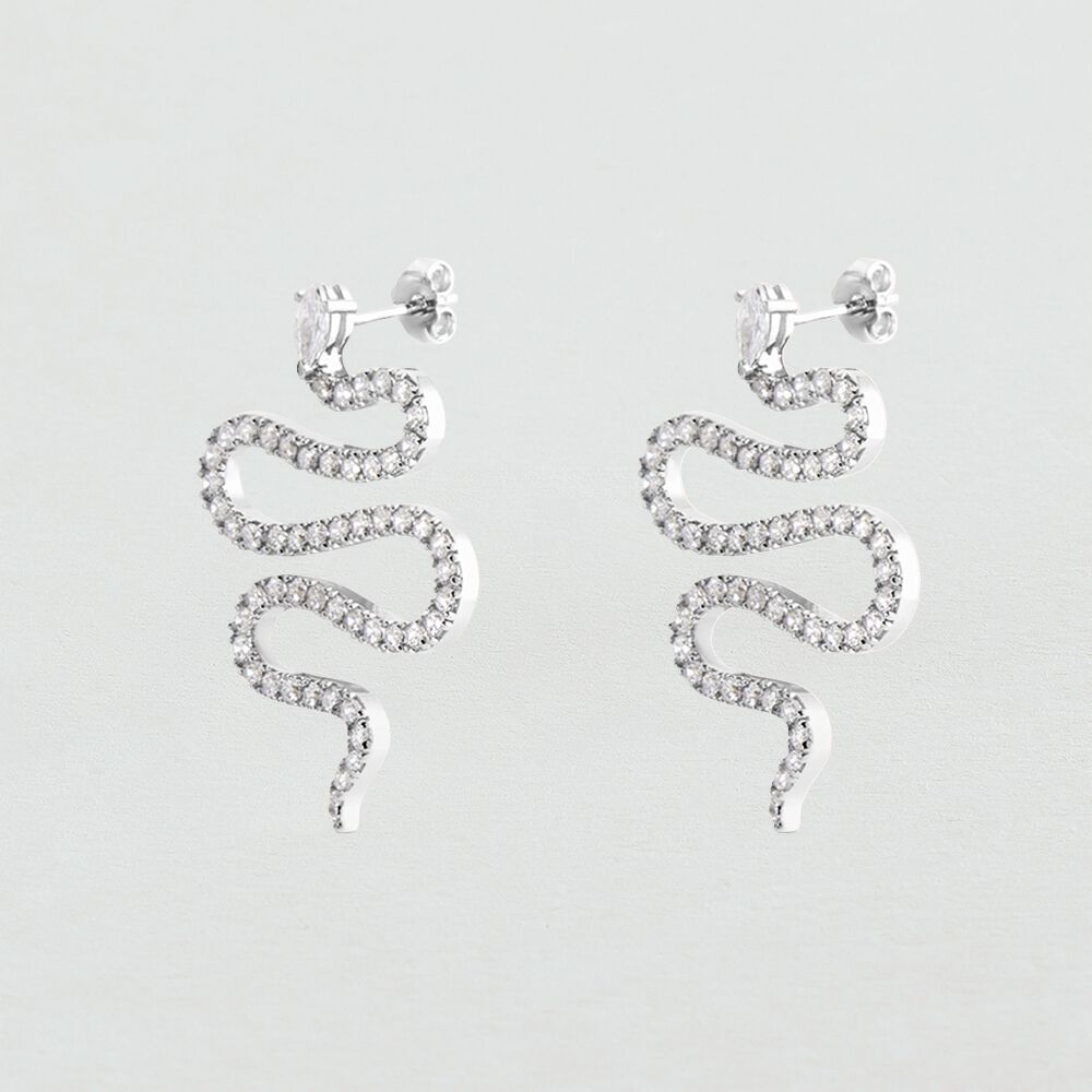 Pendientes largos SNAKY - Cristal / Plateado - Pendientes largos  | Agatha