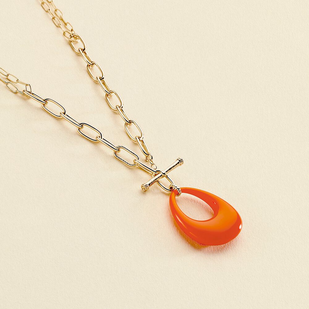 Collar largo BRIGITTE - Naranja / Oro - Collares  | Agatha