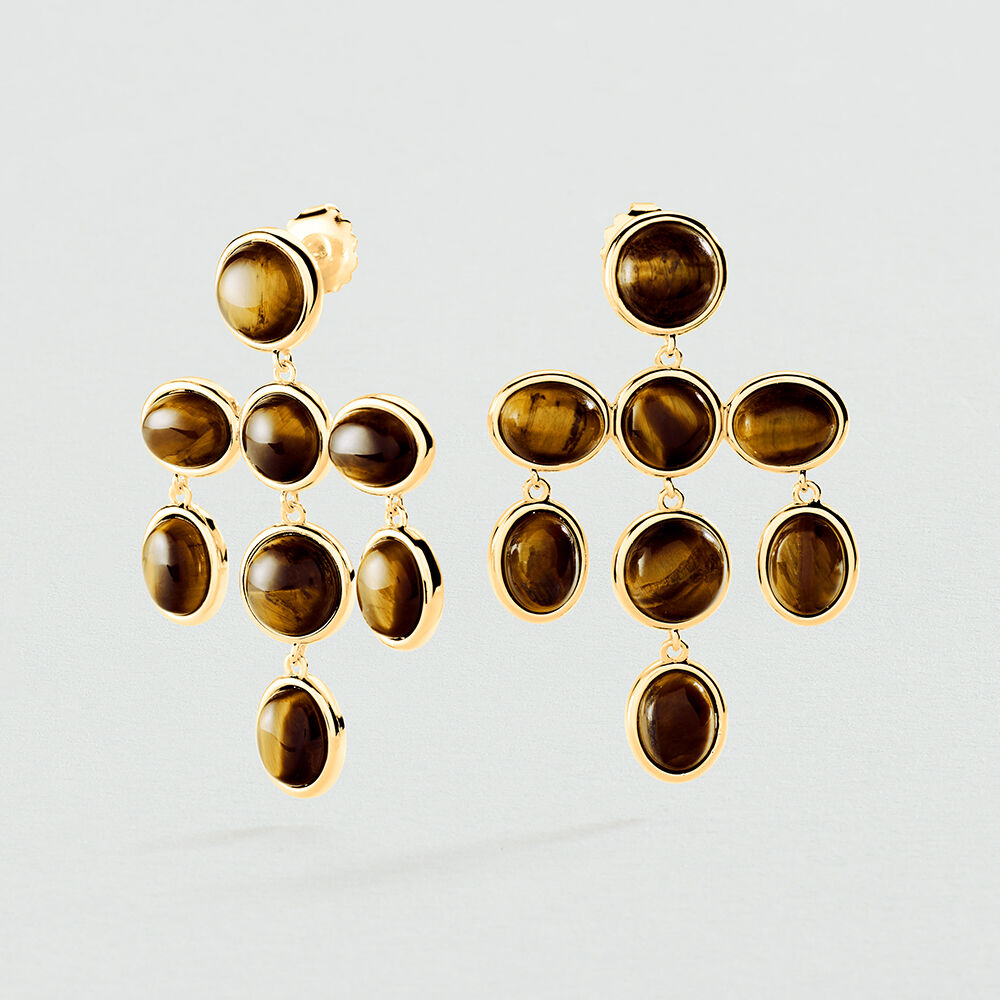 Pendientes largos CANDELABRO BATIGNOLLES - Marr&oacute;n / Dorado - Pendientes largos  | Agatha