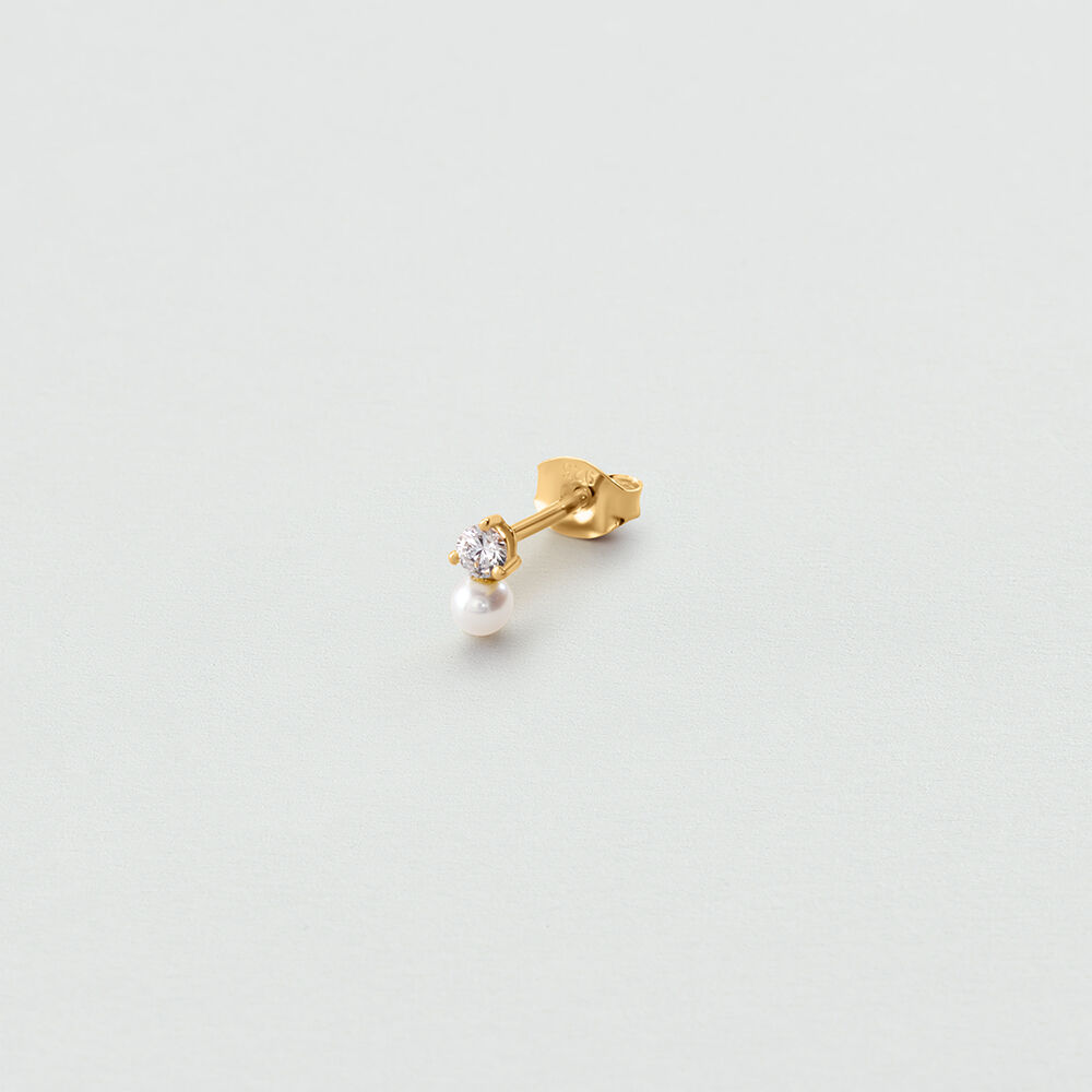 Pendiente corto individual PERLA MIX & MATCH - Perla / Oro - Pendientes cortos  | Agatha
