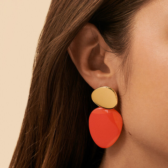 Pendientes largos BRIGITTE - Naranja / Oro - Pendientes  | Agatha