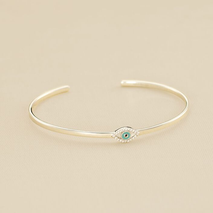 Pulsera rígida LUCKY EYE - Turquesa / Plata - Pulseras  | Agatha