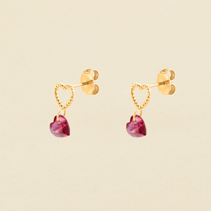 Pendientes cortos BEGUIN - Rojo / Oro - Pendientes  | Agatha