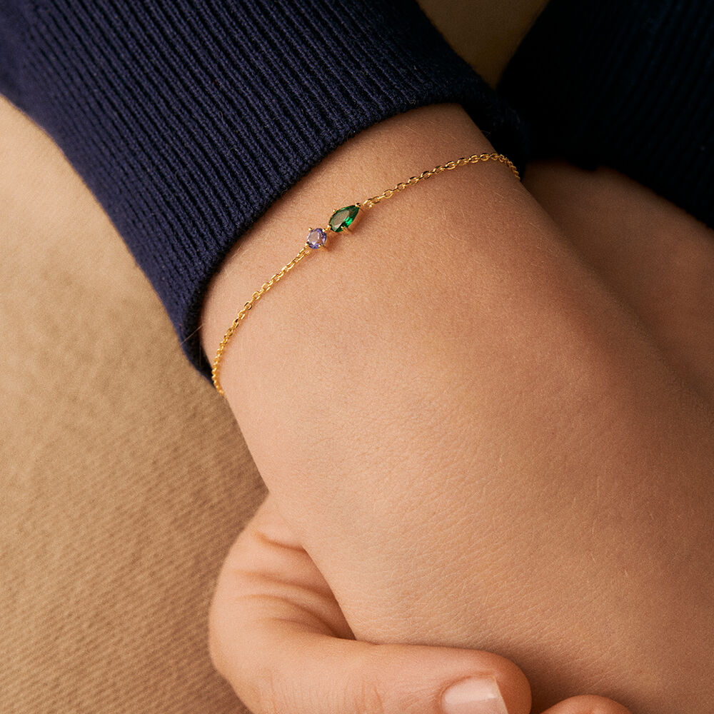 Pulsera de cadena ASTRE - Verde / Dorado - Pulsera de cadena  | Agatha