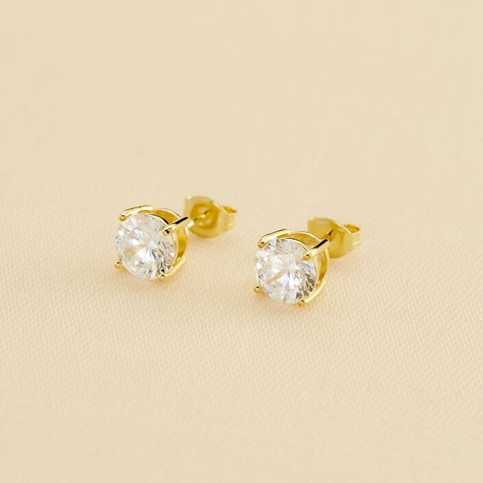 Pendientes cortos SOL - Cristal / Dorado - Pendientes  | Agatha