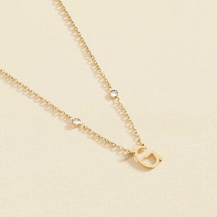Collar corto LETTRE G - Cristal / Dorado - Collares  | Agatha