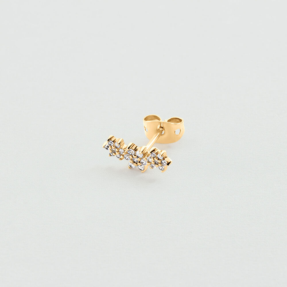 Pendiente corto individual FLORES MIX & MATCH - Cristal / Dorado - Pendientes cortos  | Agatha