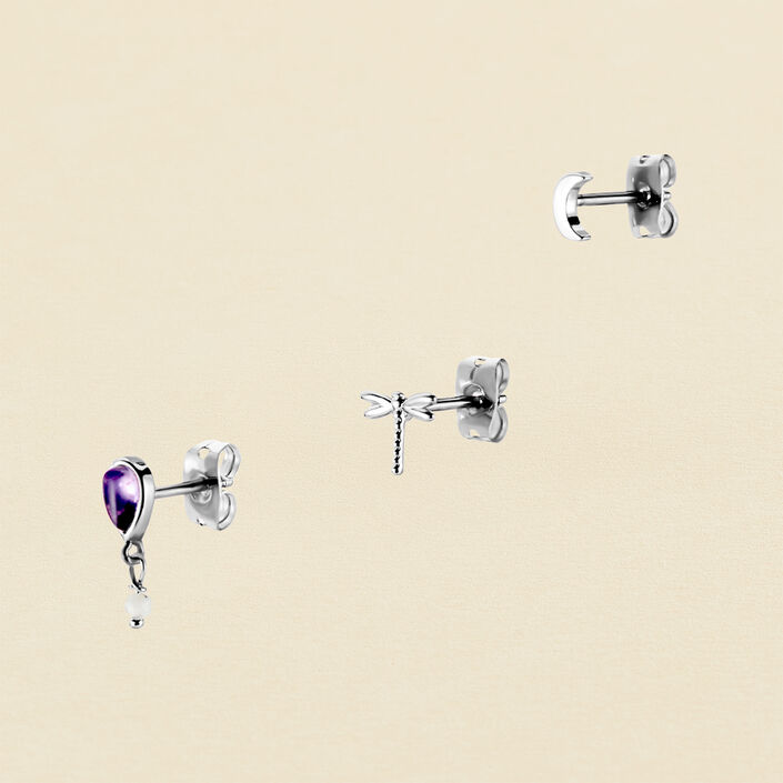 Pendientes cortos FLAP - Amatista / Plata - Pendientes  | Agatha