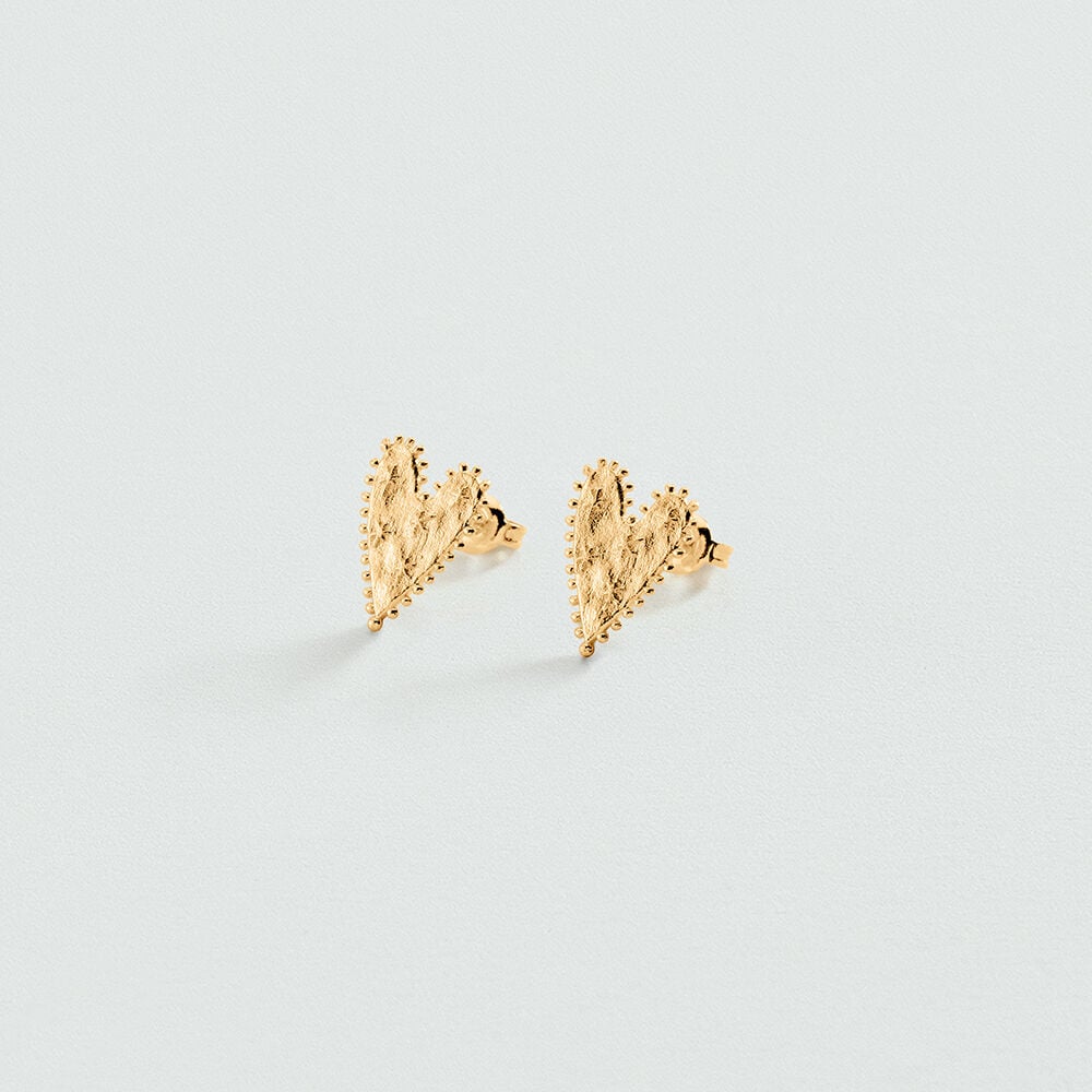 Pendientes cortos CORAZONES PANGEA - Dorado - Pendientes cortos  | Agatha