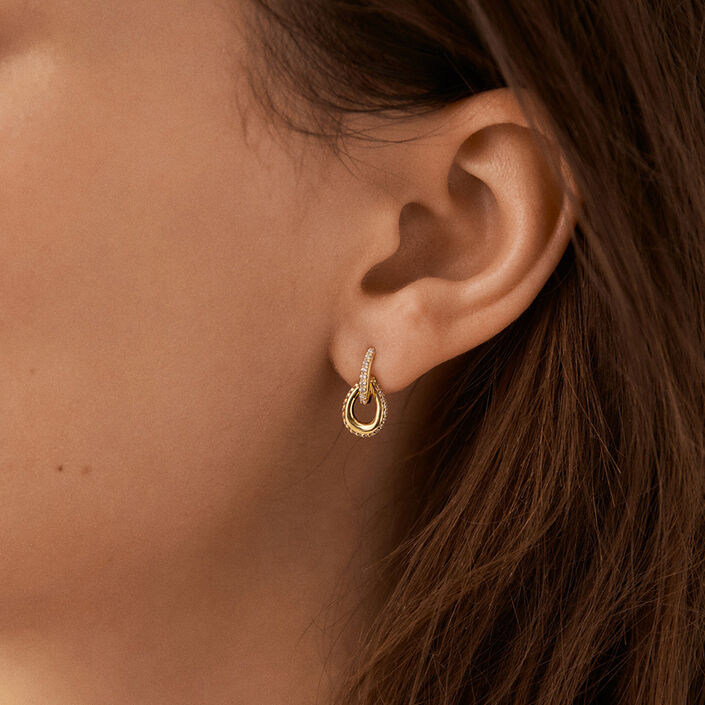 Pendientes largos GEMINI - Cristal / Dorado - Pendientes  | Agatha