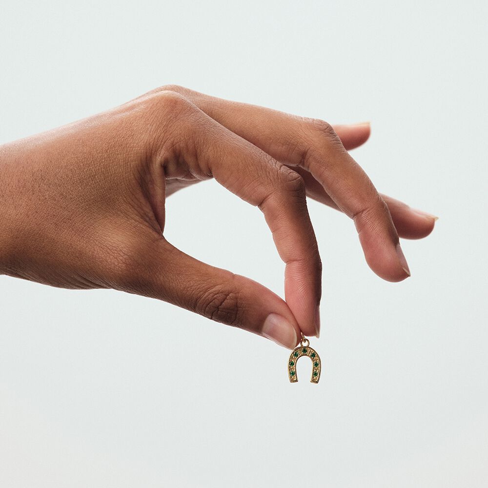 Colgante HERRADURA - Verde / Dorado - Sin piedra  | Agatha
