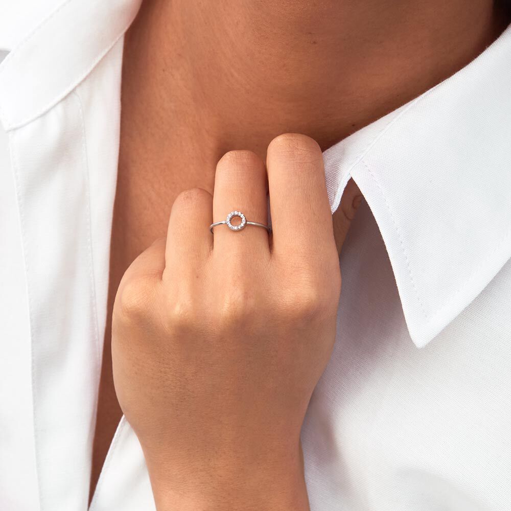 Anillo fino DISCO - Cristal / Plateado - Anillos  | Agatha
