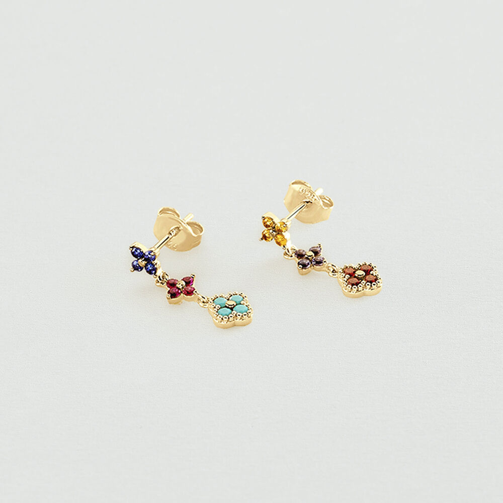 Pendientes largos BELOVED - Multicolor / Oro - Pendientes de fantasía  | Agatha