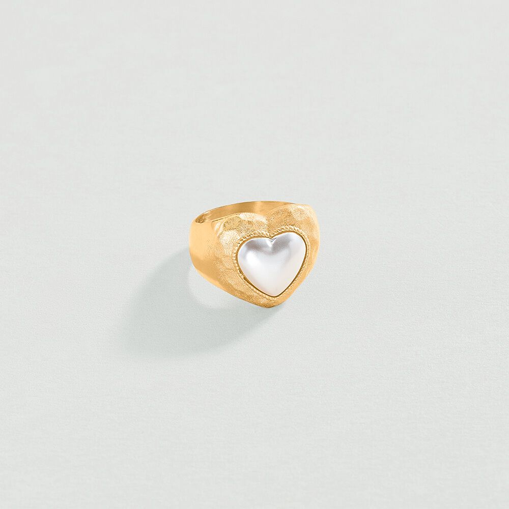 Anillo ancho N-13 - Perla / Oro - Anillos de fantasía  | Agatha