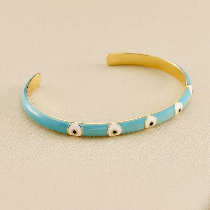 Pulsera rígida CYCLADES - Turquesa / Oro - Pulseras  | Agatha
