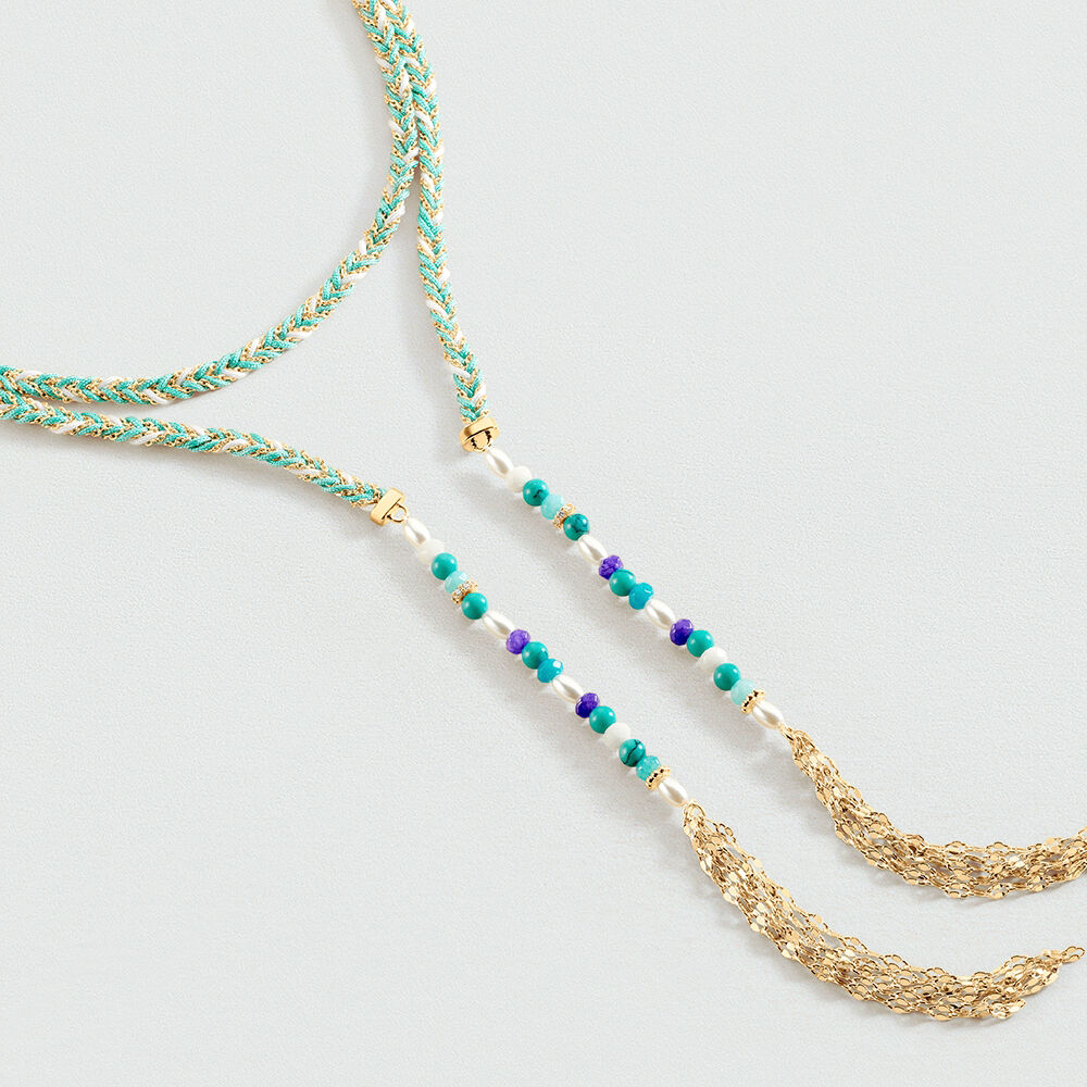 Collar largo ADICTION - Azul / Oro - Collar largo  | Agatha