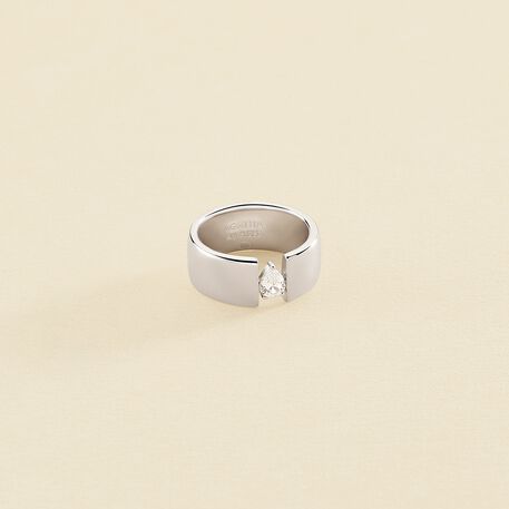 Anillo ancho JADE - Cristal / Plateado - Anillos  | Agatha