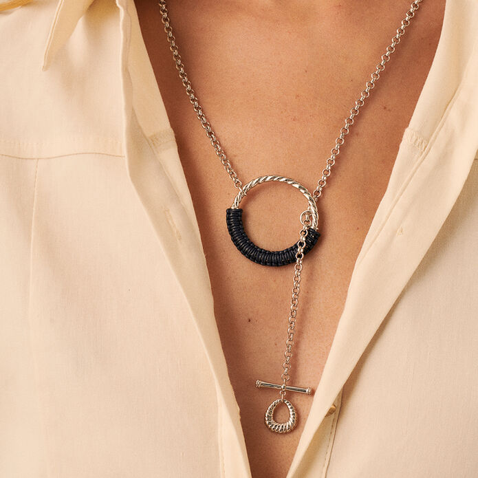 Collar largo TWIGGY - Plateado / azul oscuro - Collares  | Agatha