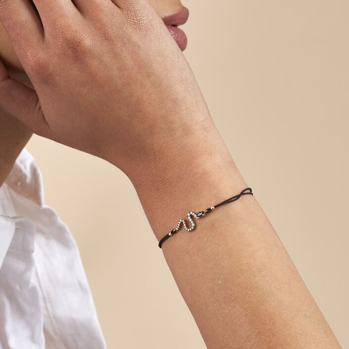Pulsera con cordón SNAKY - Oro / Negro - Pulseras  | Agatha
