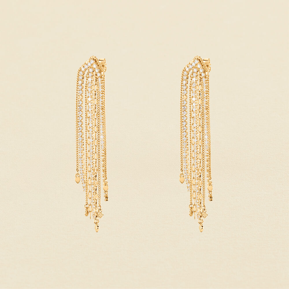 Pendientes largos ISIS - Cristal / Dorado - Goddess  | Agatha
